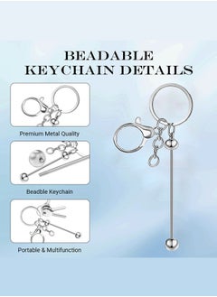 Generic Beadable Keychain Bars, 6-Piece Bead Keychain Bar Beadable Keychain Blanks for DIY Craft Jewelry Making Gift Silver  - Image 3