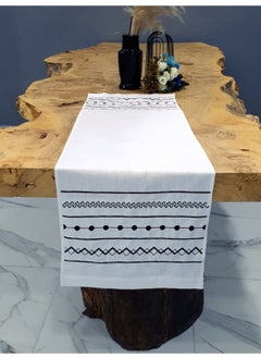 Tanem Home Authentic Pattern Embroidered Placemat Runner 40X140 cm White Black 