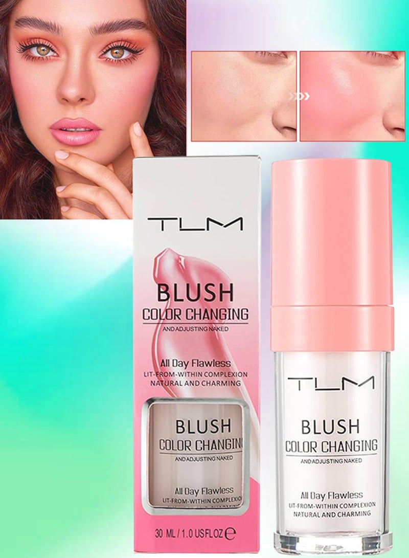 TLM Blush Color Changing for Face All Day Flawless Color Changing Blush Temperature Change Liquid Blushes for Mature Skin Long Lasting Waterproof Natural Charming Blusher 30ml - Image 1
