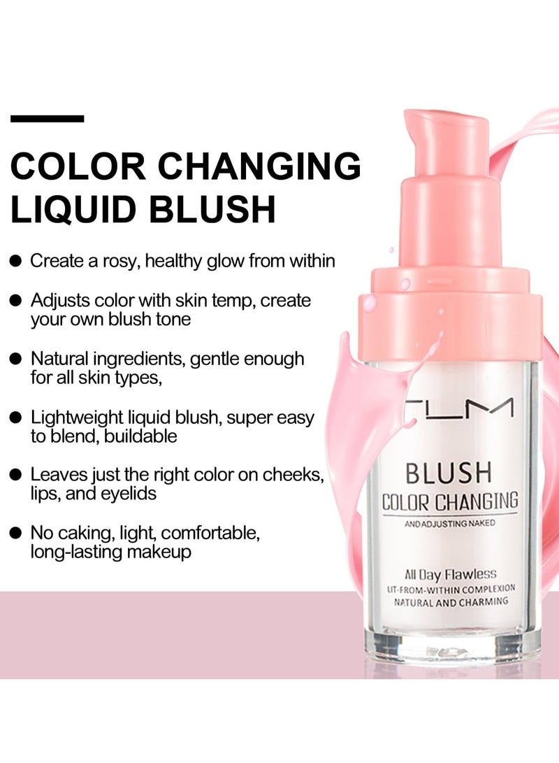 TLM Blush Color Changing for Face All Day Flawless Color Changing Blush Temperature Change Liquid Blushes for Mature Skin Long Lasting Waterproof Natural Charming Blusher 30ml - Image 2