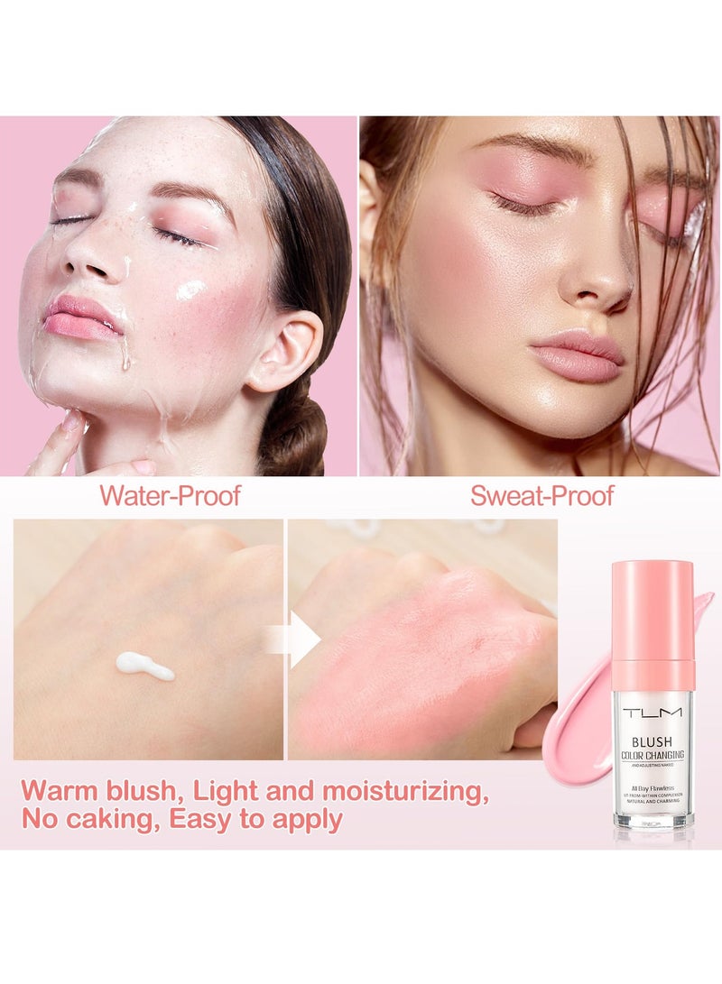 TLM Blush Color Changing for Face All Day Flawless Color Changing Blush Temperature Change Liquid Blushes for Mature Skin Long Lasting Waterproof Natural Charming Blusher 30ml - Image 3