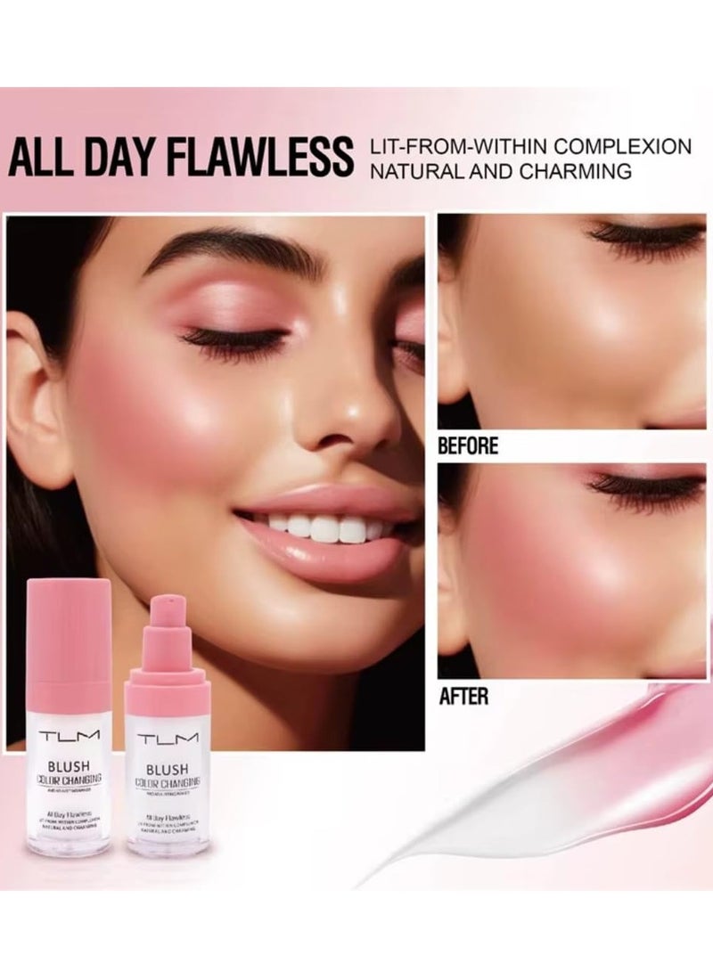 TLM Blush Color Changing for Face All Day Flawless Color Changing Blush Temperature Change Liquid Blushes for Mature Skin Long Lasting Waterproof Natural Charming Blusher 30ml - Image 4