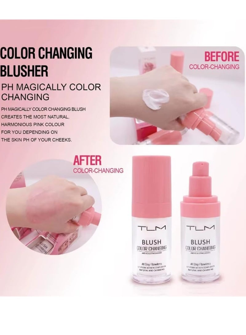 TLM Blush Color Changing for Face All Day Flawless Color Changing Blush Temperature Change Liquid Blushes for Mature Skin Long Lasting Waterproof Natural Charming Blusher 30ml - Image 5