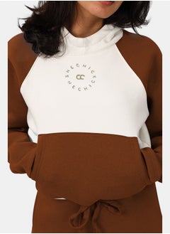 SHECHICK Shechick White & Brown Cropped Hoodie  - Image 2