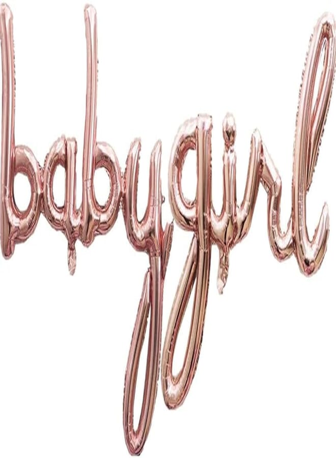 Secret Rose Gold Baby Girl Foil Balloon Hand Writing Style for Baby Shower Decorations, Girl Gender Reveal Balloon