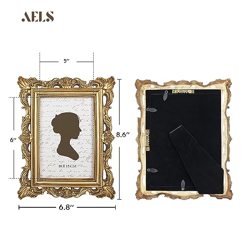 AELS 4x6 Inch Vintage Picture Frame Elegant Antique Photo Frames with Glass Front Photo Display Tabletop Wall Hanging Gift Ideas - Image 3