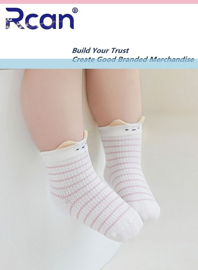 Rcan 4 Pairs Baby Socks Cartoon Printing Thin Mesh Breathable Stretch Cotton Socks Set Middle Tube for Baby Unisex S M L - Image 2