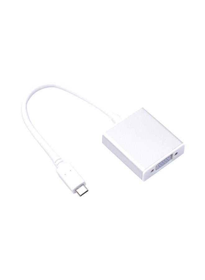 NIBEMINENT USB 3.1 Type C USB-C to VGA Adapter Reversible For New Macbook White/Silver - Image 1