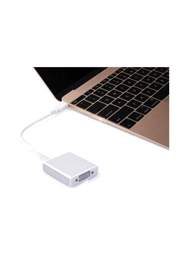 NIBEMINENT USB 3.1 Type C USB-C to VGA Adapter Reversible For New Macbook White/Silver - Image 5