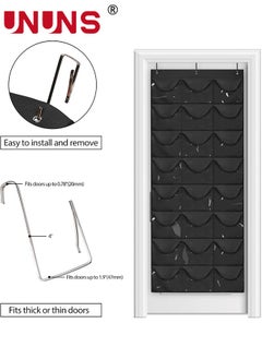 UNUNS Hat Rack,24 Deep Pockets Hat Organizer,Hat Racks For Baseball Caps, Visible Hat Holder,Baseball Hat Rack For Wall Door With 3 Hooks,Black  - Image 4