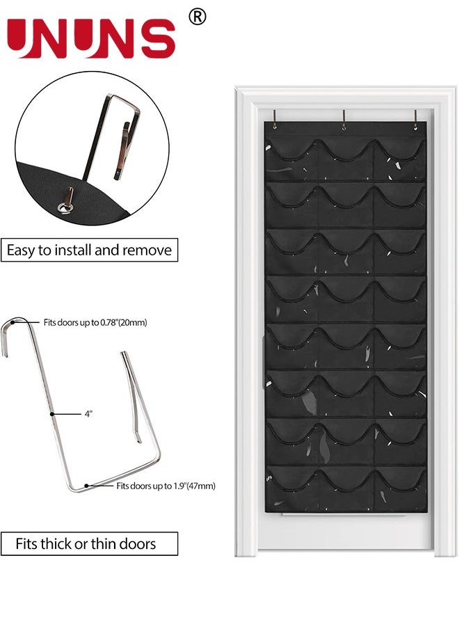 UNUNS Hat Rack,24 Deep Pockets Hat Organizer,Hat Racks For Baseball Caps, Visible Hat Holder,Baseball Hat Rack For Wall Door With 3 Hooks,Black  - Image 4