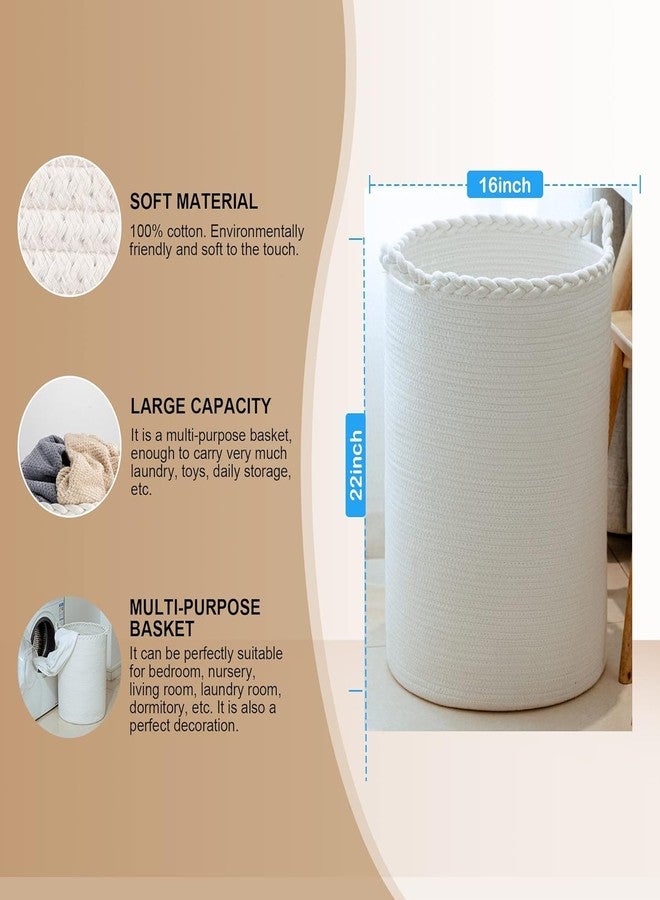 HOME FIESTA THE FIRST HOME DECOR Extra Large Storage Basket with Lid, Cotton Rope Storage Baskets, Laundry Hamper, Toy Bin, for Toys Blankets Pillows Storage in Living Room (15x15x18, B06) - Image 5