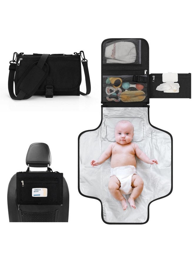 Accmor Portable Diaper Changing Pad, Changing Pad for Baby Girl & Boy, Waterproof Travel Baby Changing Mat, Newborn Essentials Baby Shower Gifts, Black - Image 1