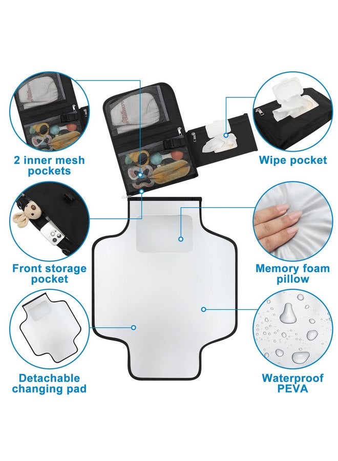 Accmor Portable Diaper Changing Pad, Changing Pad for Baby Girl & Boy, Waterproof Travel Baby Changing Mat, Newborn Essentials Baby Shower Gifts, Black - Image 2