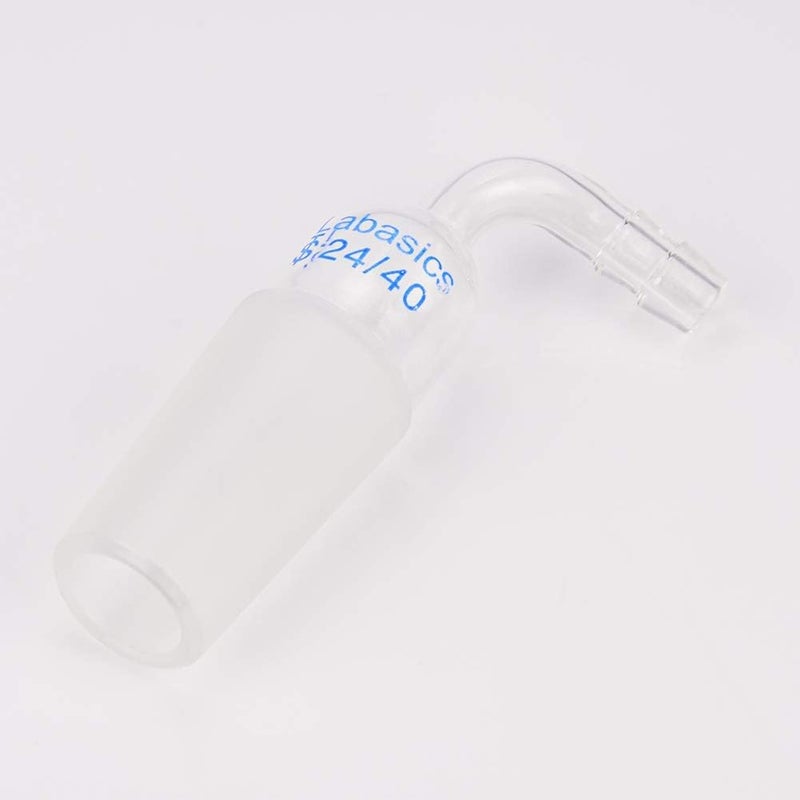 Labasics Glass Bent Inlet Adapter with 24/40 Male Glass Joint and 8mm Hose Connection Lab Glassware - Image 3