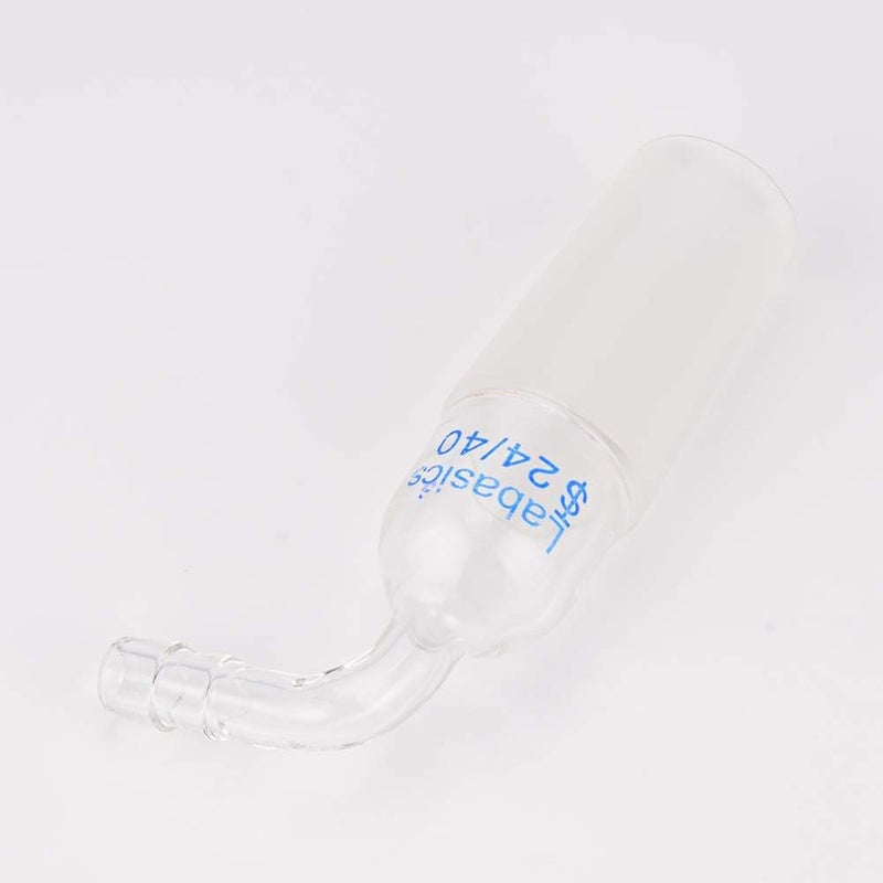 Labasics Glass Bent Inlet Adapter with 24/40 Male Glass Joint and 8mm Hose Connection Lab Glassware - Image 4