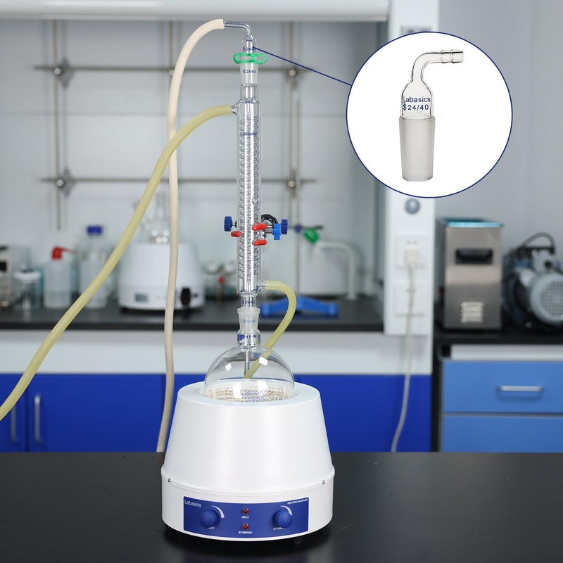 Labasics Glass Bent Inlet Adapter with 24/40 Male Glass Joint and 8mm Hose Connection Lab Glassware - Image 5