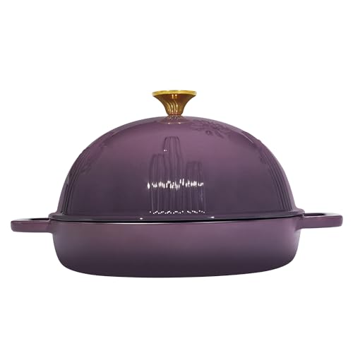 Flavehc Bread Oven Cast Iron Bread Dutch Oven with Cloche Lid for Bread Baking Magenta Enameled Cast Iron Bread Oven with Dome Lid for Sourdough, 9.8 Inches - Image 3