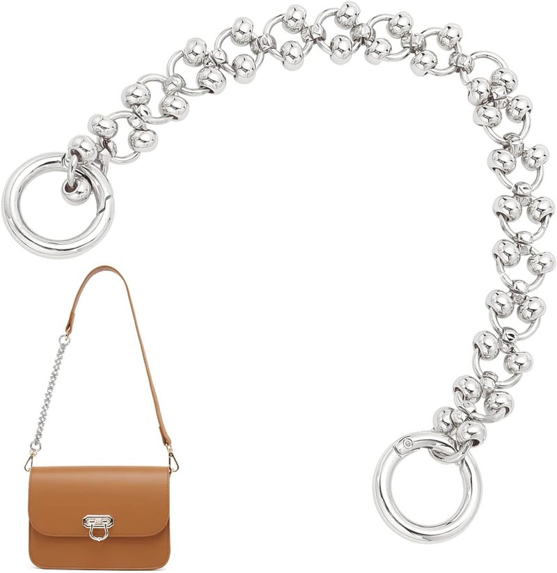 klarako Heavy Metal Purse Chain, 11.3 Inch Short Handbag Handle Chain Clutches Bag Strap Extender Shoulder Strap Replacement Wrist Chain with O Ring Decoration Chain Charms for Wallet Satchel, Platinum - Image 1