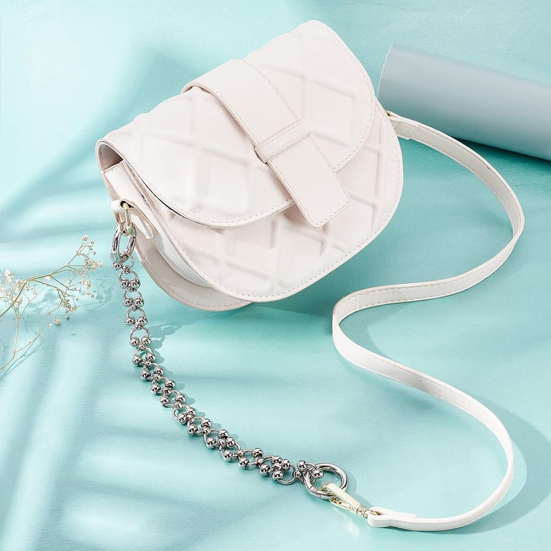 klarako Heavy Metal Purse Chain, 11.3 Inch Short Handbag Handle Chain Clutches Bag Strap Extender Shoulder Strap Replacement Wrist Chain with O Ring Decoration Chain Charms for Wallet Satchel, Platinum - Image 5