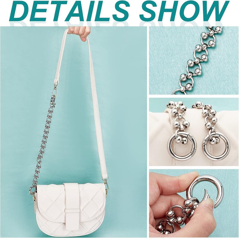 klarako Heavy Metal Purse Chain, 11.3 Inch Short Handbag Handle Chain Clutches Bag Strap Extender Shoulder Strap Replacement Wrist Chain with O Ring Decoration Chain Charms for Wallet Satchel, Platinum - Image 2