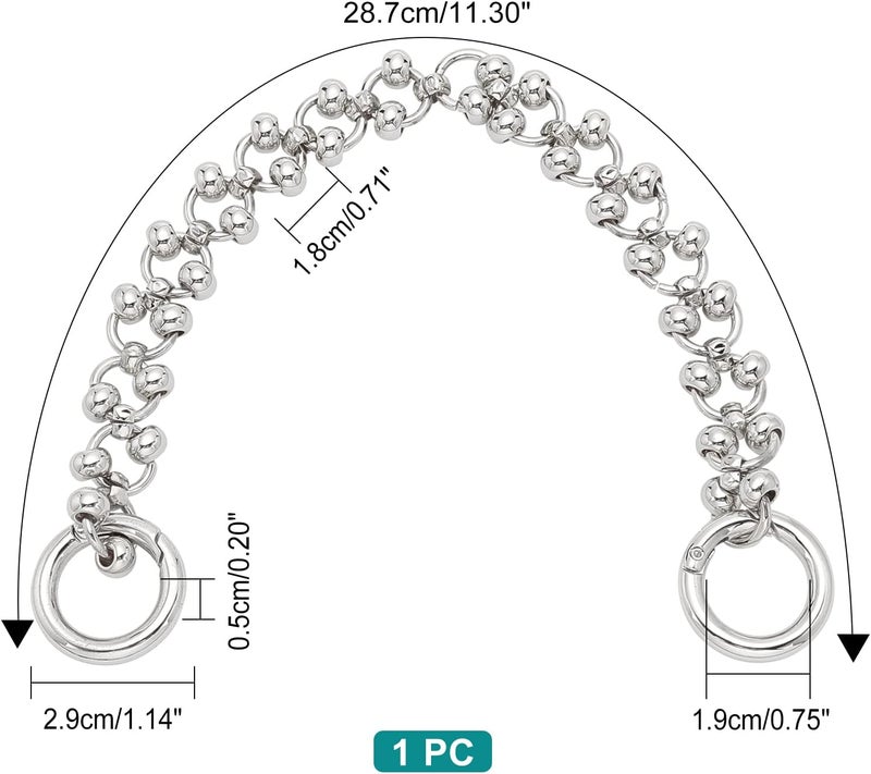 klarako Heavy Metal Purse Chain, 11.3 Inch Short Handbag Handle Chain Clutches Bag Strap Extender Shoulder Strap Replacement Wrist Chain with O Ring Decoration Chain Charms for Wallet Satchel, Platinum - Image 3