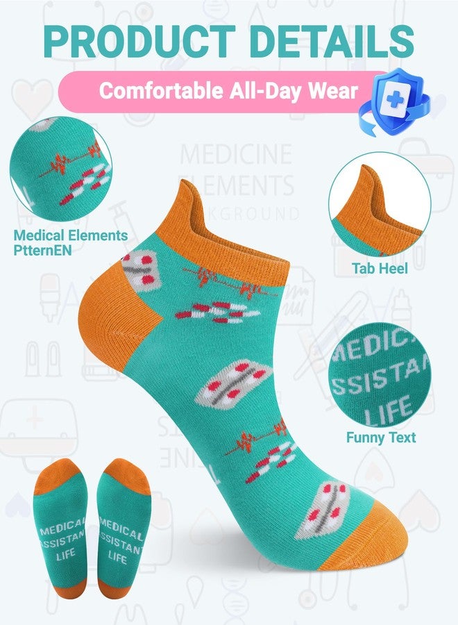 Newcotte 10 Pairs Novelty Medical Assistant Socks Gift for Women Men Funny Cotton Ankle Socks Xmas Stuffers for Nurse Ma Appreciation Gift - Image 5