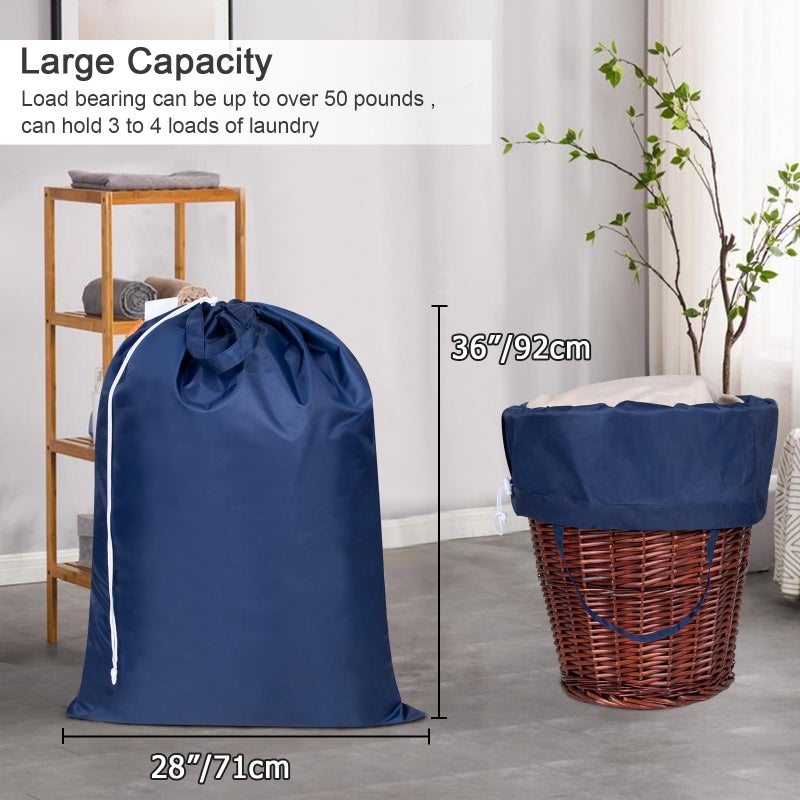 Polecasa Heavy Duty Large Laundry Bag With 130Gsm Tear Resistant Fabric And Handles  Easy To Carry Durable Dirty Clothes Drawstring Bag  Perfect For College Dorm  Travel  28 X36   Navy - Image 2