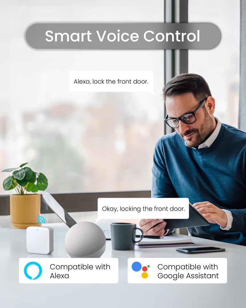 DESLOC B200L Fingerprint Smart Lock with Handle, Keyless Entry Door Locks for Front Door and Bedrooms, App Control, Touchscreen Keypad, Auto-Lock, 12-Month Battery, Emergency Power Port, IP54 Silver - Image 4