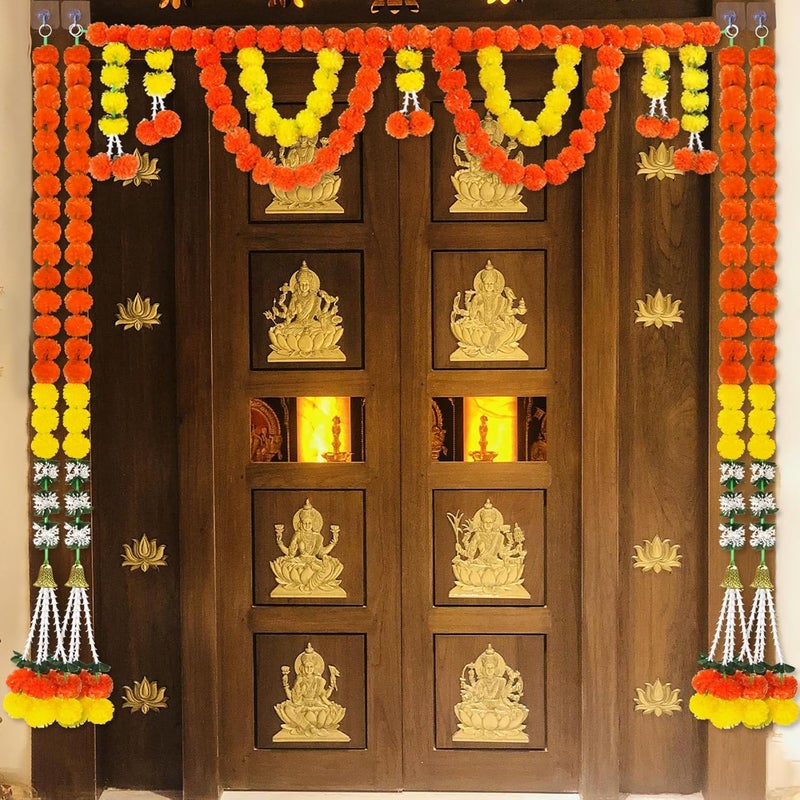 alikiki إكليل زهور القطيفة الاصطناعي بطول 5 أقدام لتزيين ديوالي - Image 1