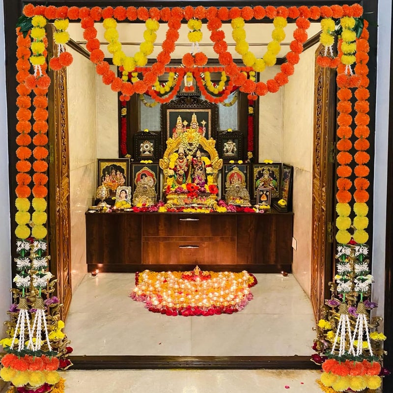 alikiki إكليل زهور القطيفة الاصطناعي بطول 5 أقدام لتزيين ديوالي - Image 2