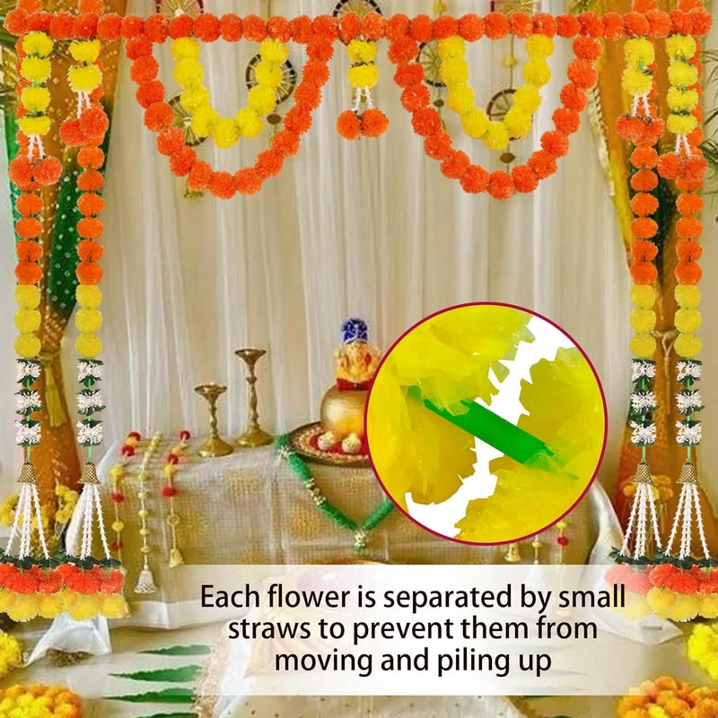 alikiki إكليل زهور القطيفة الاصطناعي بطول 5 أقدام لتزيين ديوالي - Image 4