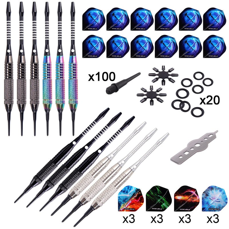 WIN.MAX Darts Plastic Tip - Soft Tip Darts Set - 12 Pcs 18 Gram with 100 Extra Dart Tips 12 Flights Flight Protectors and Wrench for Electronic Dart Board - Image 2