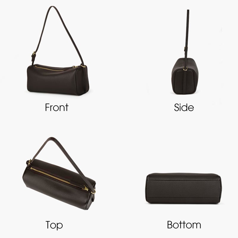 DONNAIN Premium Full Grained Leather Crossbody Purses for Women, Barrel Bag and Hobo Bags for Women with Adjustable Strap (Coffee, Small) - Image 3
