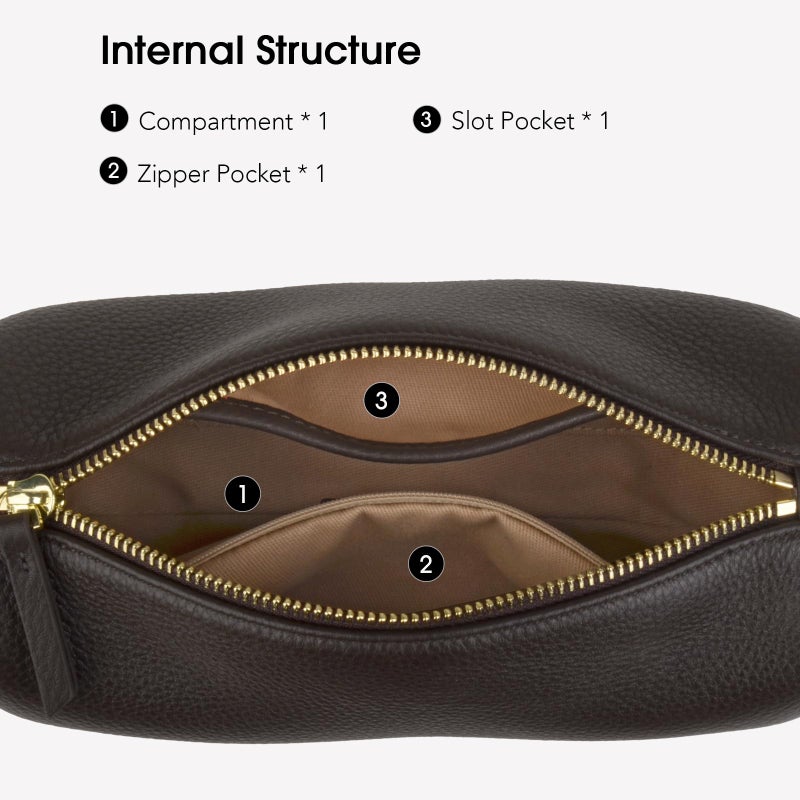 DONNAIN Premium Full Grained Leather Crossbody Purses for Women, Barrel Bag and Hobo Bags for Women with Adjustable Strap (Coffee, Small) - Image 4