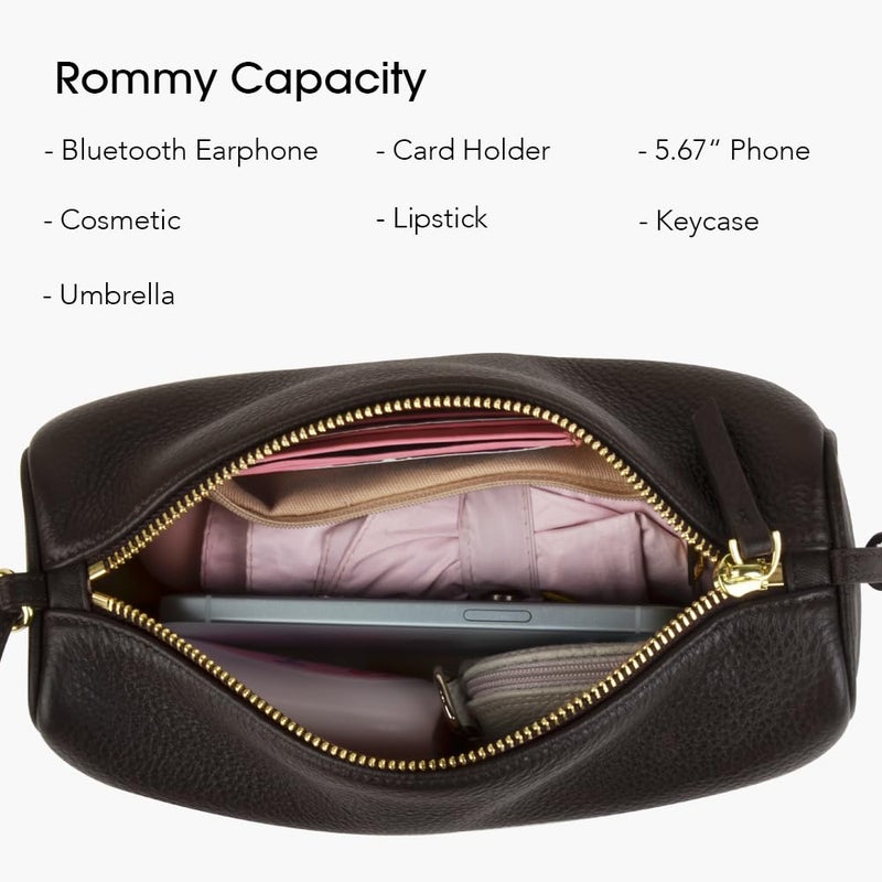 DONNAIN Premium Full Grained Leather Crossbody Purses for Women, Barrel Bag and Hobo Bags for Women with Adjustable Strap (Coffee, Small) - Image 5