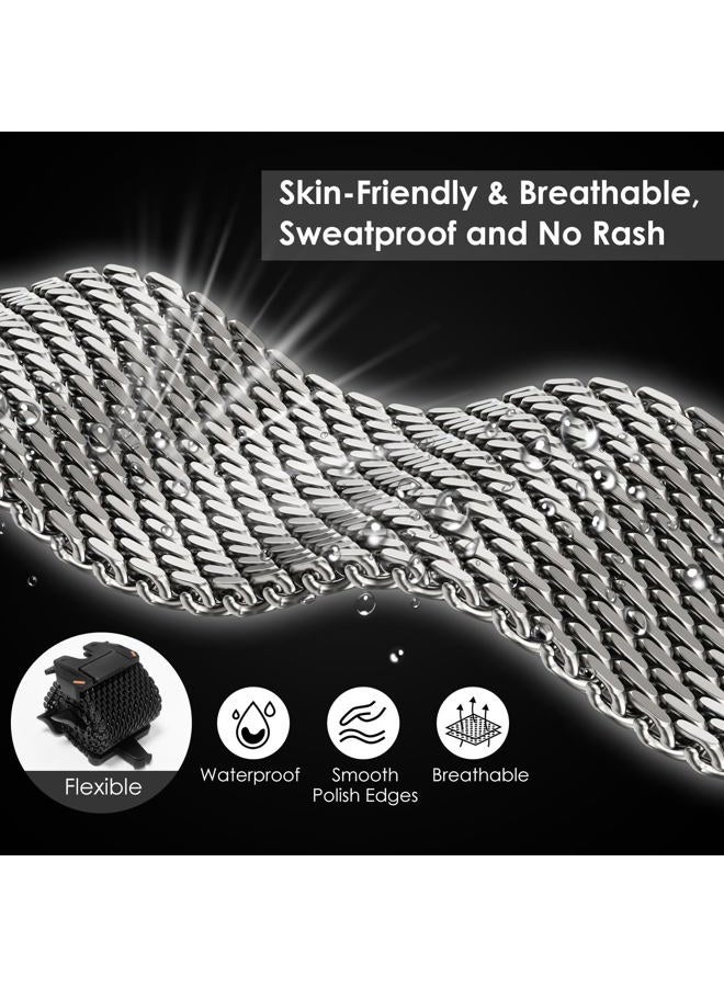 WINGLE Milanese Loop for Apple Watch Band Ultra 2 Band Ultra 49mm 46mm 45mm 44mm Men Women,Parachute-Style Buckle Stainless Steel Mesh Metal Bands for iWatch Series 10 9 8 7 6 5 4 3 SE Titanium - Image 4