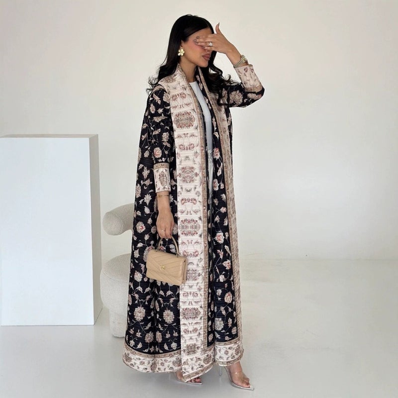 Zi Ran Zhe Zhou معطف زيران مطبوع ومطوي للنساء - معطف طويل بتصميم رياضي - Image 4