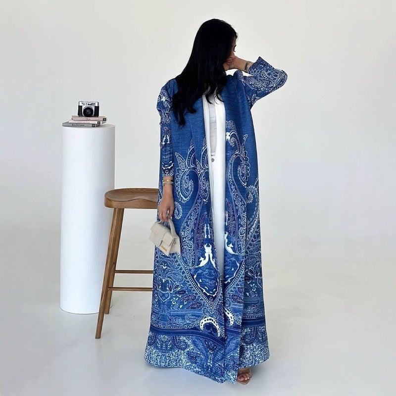 Zi Ran Zhe Zhou معطف زيران مطبوع ومطوي للنساء - معطف طويل بتصميم رياضي - Image 1