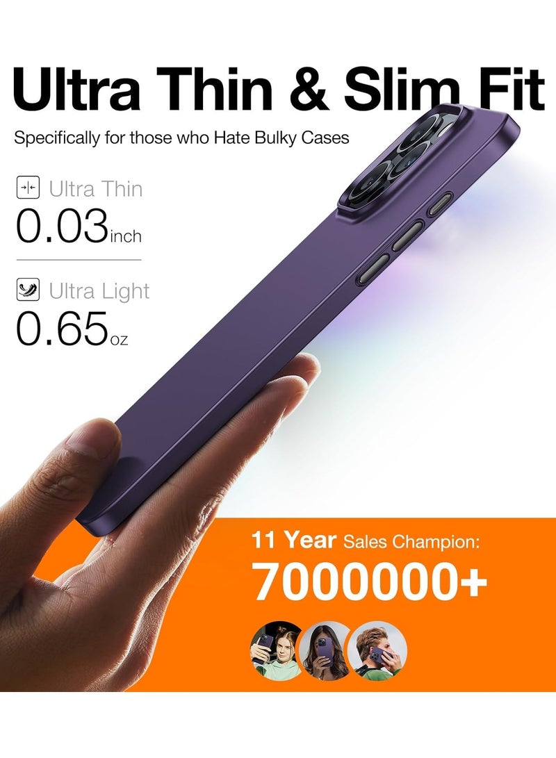 TORRAS Slim-Fit Designed for iPhone 15 Pro Case, Ultra Thin 15 Pro Phone Case, Velvety Feel, Lightweight Anti-Scratch Matte Hard iPhone 15 Pro Case 6.1-Inch - Dark Purple - Image 2