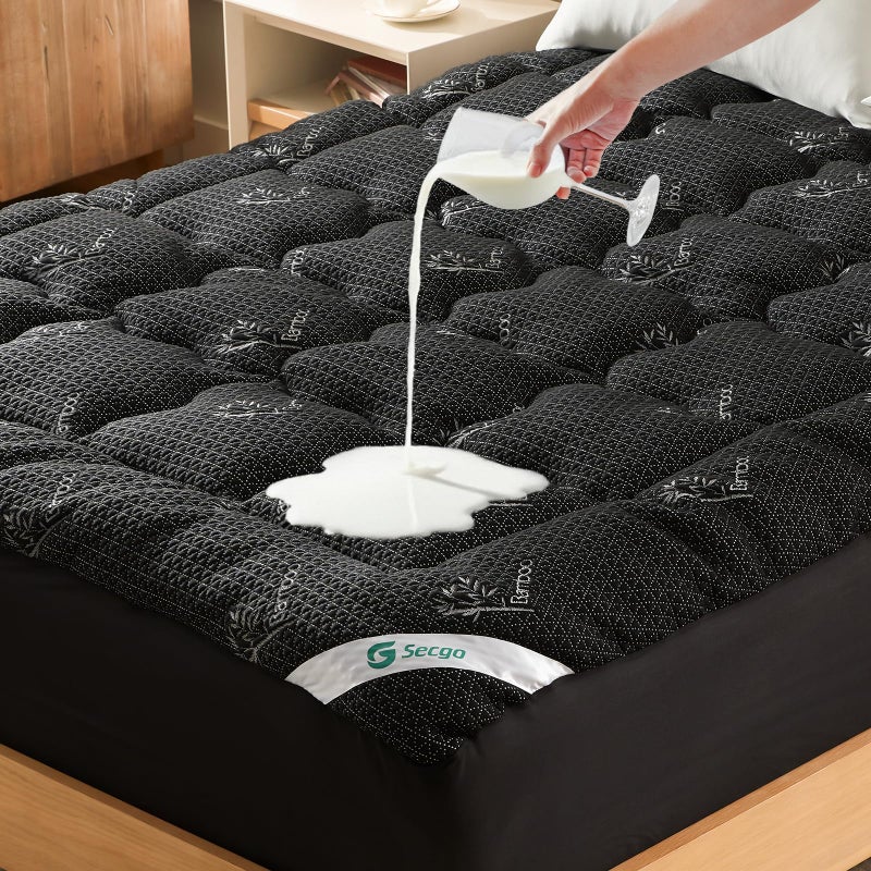 Secgo Premium 100% Waterproof Queen Mattress Topper, Breathable Mattress Pad, Rayon from Bambo Bed Protector, Deep Pocket Sheet Cover 8"-21" - Image 1