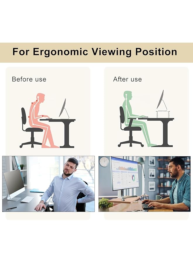 erorex Monitor Stand Riser Wood And Acrylic Computer Monitor Stand Desk Accessories Desktop Organizer Stand For Computer Laptop Printer Pc And Tv Screen Riser White - Image 5