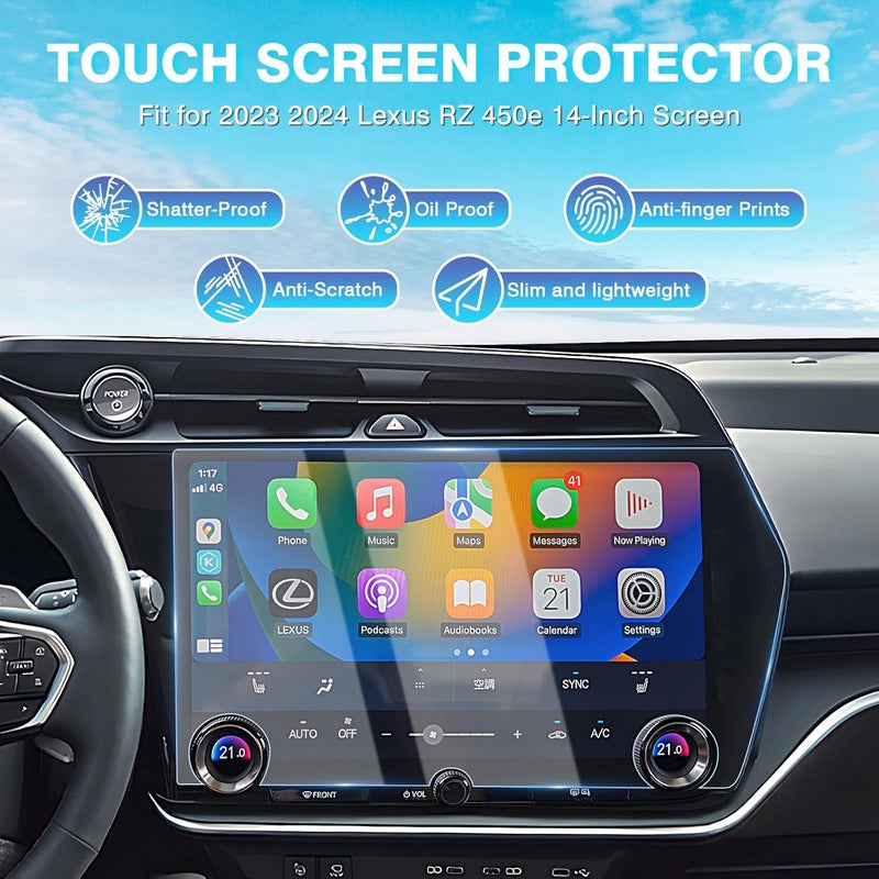 Karltys 【Upgrade 2 Pack Screen Protector for 【No Glare u0026 Fingerprint】 Tempered Glass 2023~2025 Lexus RZ 300e 450e 14-Inch - Image 2