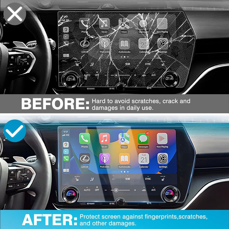 Karltys 【Upgrade 2 Pack Screen Protector for 【No Glare u0026 Fingerprint】 Tempered Glass 2023~2025 Lexus RZ 300e 450e 14-Inch - Image 3