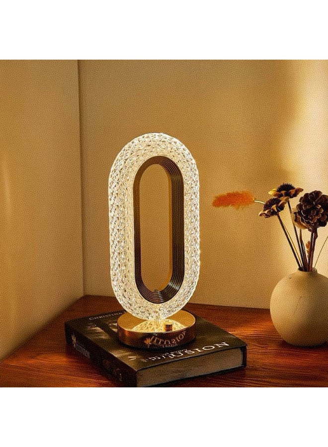 Kawkab 3-Color Table Lamp, Premium Luxury Diamond Table Lamp, Acrylic Decorative Table Lamp, Bedside Crystal Lighting for Bedrooms, Luxury Crystal LED Table Lamp with Acrylic Shade, Suitable for Bedrooms/Guest Rooms/Dorms/Hallways/Parties/Dinner Settings, Gold - Image 1