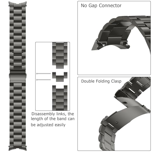 Anlinser No Gap Bands Compatible with Samsung Galaxy Watch 7/6/5/4/FE Band 44mm 40mm/Watch 6 Classic Band 47mm 43mm/Watch 5 Pro 45mm/Watch 4 Classic, 20mm Metal Strap for Women Men, Graphite - Image 3