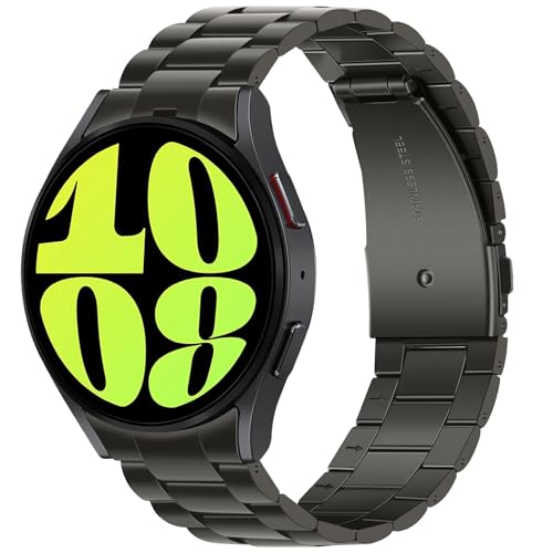 Anlinser No Gap Bands Compatible with Samsung Galaxy Watch 7/6/5/4/FE Band 44mm 40mm/Watch 6 Classic Band 47mm 43mm/Watch 5 Pro 45mm/Watch 4 Classic, 20mm Metal Strap for Women Men, Graphite - Image 1