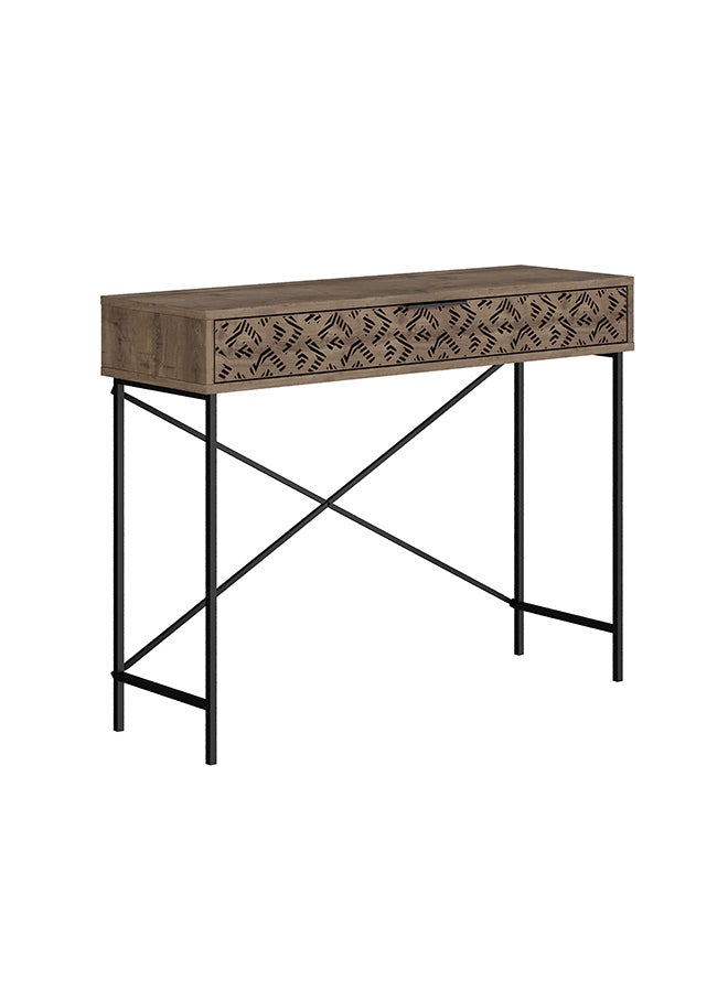 Mourah Home Heaton Console  Modern Sideboard With 1 Drawer And Metal Legs. Stylish Storage For Living Room Office Lounge And Hallway. Elegant Design  35.5X85.5X110 Cm  Brown - Image 3