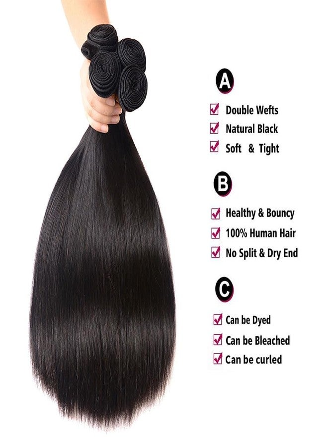 Veravicky Human Hair Bundles - 22 Inch Straight Brazilian Virgin Hair, 100% Unprocessed, Natural Black Color, Double Weft - Image 5