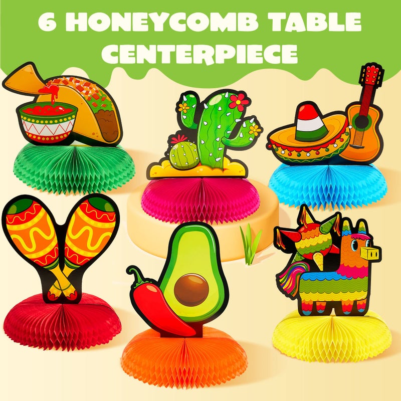 JOYIN 6 PCs Cinco De Mayo Fiesta Honeycomb Table Centerpiece 8.5â€ Party Decoration for Fun Fiesta Taco Party Supplies, Luau Event Photo Props, Mexican Theme for Carnivals Festivals - Image 2